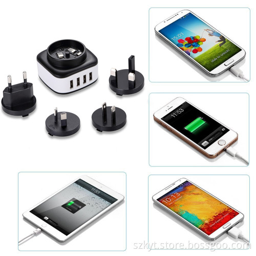 Micro USB wall charger adapter 22.5w 5V/4.5A 4-port usb adapter universal plug adapter CE,Rohs,Fcc,SAA,KC
